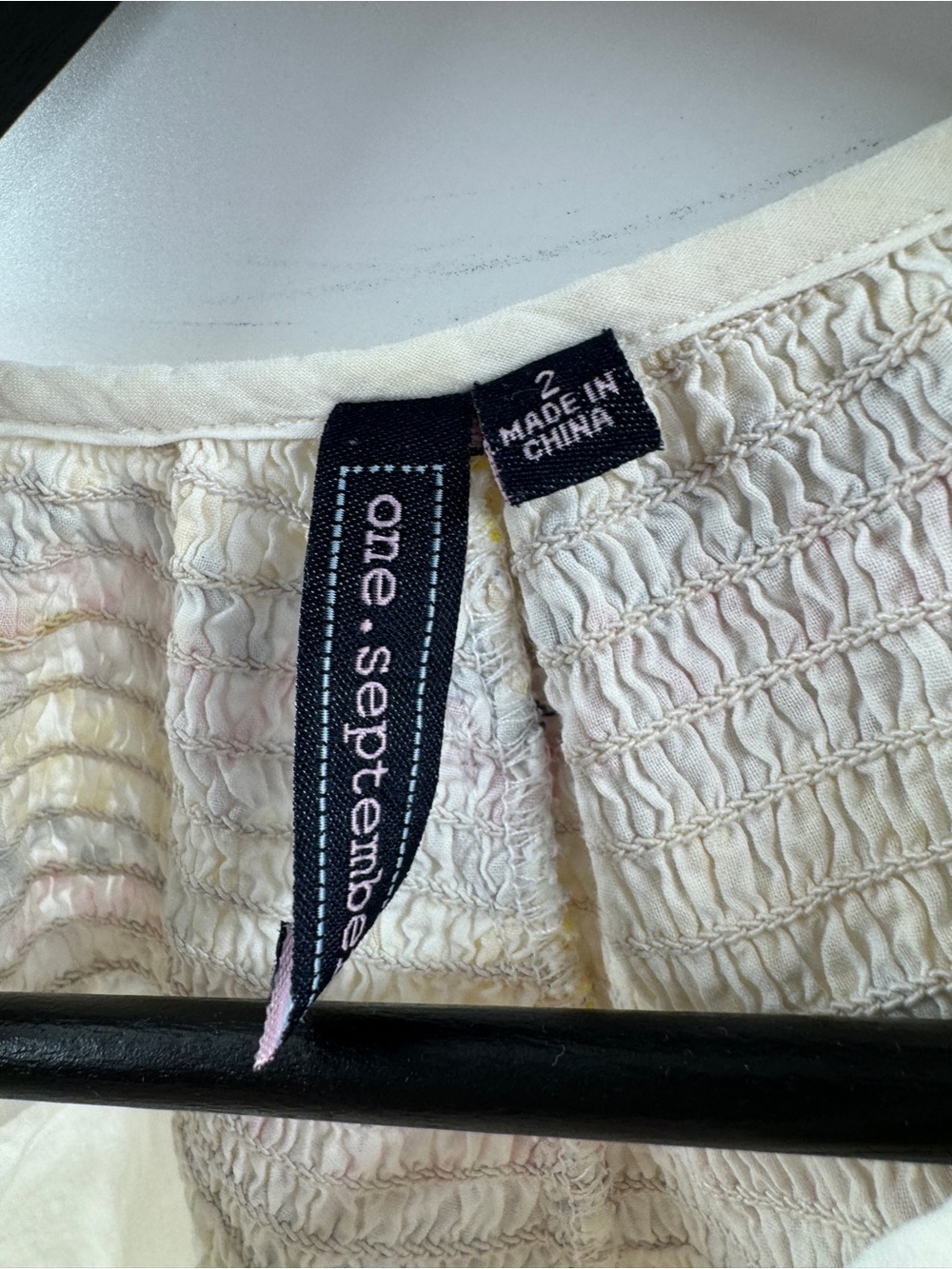 One September Cream Embroidered Ruffle Tank Top – Women's Size 2 (Small) - Picture 4 of 8